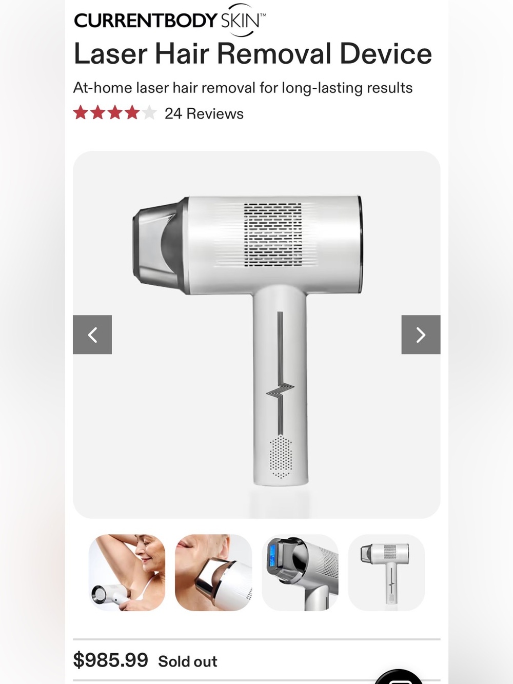 NEW NO BOX CurrentBody Laser Hair Removal Device